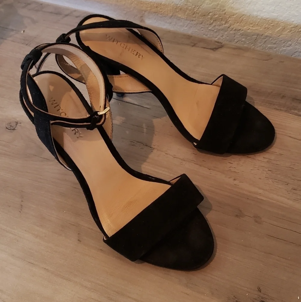 Witchery Black Leather Heels Womens